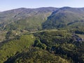 Aerial spring view of Rhodopes Mountain near town of Kuklen, Bulgaria Royalty Free Stock Photo