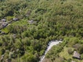 Aerial Spring view of village of Bozhentsi, Bulgaria