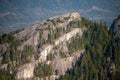 Aerial of the Stawamus Chief Mountain, granitic dome with leafy trees in Squamish in Canada Royalty Free Stock Photo