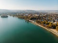 Aerial stock footage of beautiful autumn landscape at sunset lakes and rivers