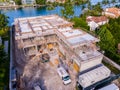 Aerial stock image mansion under construction Miami Beach Royalty Free Stock Photo