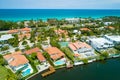 Aerial stock photo of luxury waterfront Miami homes