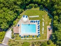 Aerial photo of outdoor public pool Royalty Free Stock Photo