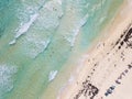 Aerial straight down view of beach in Cozumel, Mexico