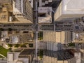 Aerial straight down view of skyscapers and cityscape in Oklahoma City, USA