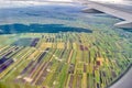 aerial strips of agricultural fields Eastern Europe