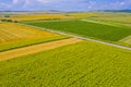 Aerial summer fields and road