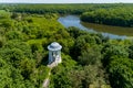 Aerial summer view of alcove near Galaganiv Palace in Sokyryntsi national park in Chernihiv region, Ukraine