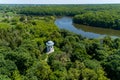 Aerial summer view of alcove near Galaganiv Palace in Sokyryntsi national park in Chernihiv region, Ukraine