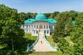 Aerial summer view of Galaganiv Palace in Sokyryntsi national park in Sokyryntsi village, Chernigiv region, Ukraine