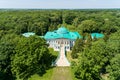Aerial summer view of Galaganiv Palace in Sokyryntsi national park in Sokyryntsi village, Chernigiv region, Ukraine
