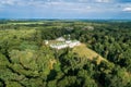 Aerial summer view of Kachanivka Kachanovka nature reserve and Tarnovsky palace in Chernihiv region, Ukraine