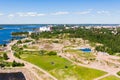 Aerial summer view of Katariina Seaside Park, Kotka, Finland