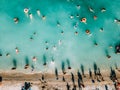 Aerial Summer View Of Ocean Water Full Of Tourists