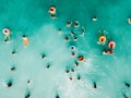 Aerial Summer View Of Ocean Water Full Of Tourists