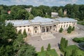 Aerial summer view of Scherbatova palace in Nemyriv town in Vinnytsa region, Ukraine, 2021