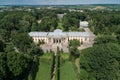 Aerial summer view of Scherbatova palace in Nemyriv town in Vinnytsa region, Ukraine, 2021