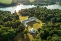 Aerial summer view of Tarnovskies Estate in Kachanivka Kachanovka nature reserve, Chernihiv region, Ukraine