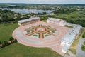 Aerial summer view of Tulchin palace ansamble  located in Tulchin town, Podillya, Vinnytsa region, Ukraine,2021 Royalty Free Stock Photo