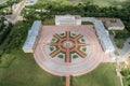 Aerial summer view of Tulchin palace ansamble  located in Tulchin town, Podillya, Vinnytsa region, Ukraine,2021 Royalty Free Stock Photo