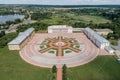 Aerial summer view of Tulchin palace ansamble  located in Tulchin town, Podillya, Vinnytsa region, Ukraine,2021 Royalty Free Stock Photo