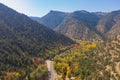 Aerial sunny view of beautiful fall color around Brian Head area