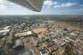 Aerial sunny view of Ciudad Bolivar with the forest, clouds and