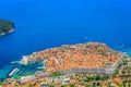Aerial sunny view on Dubrovnik town, Europe. Royalty Free Stock Photo