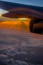 Aerial sunrise as viewed from plane Royalty Free Stock Photo