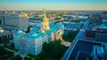 Aerial Sunrise Over Indianapolis Courthouse and Cityscape Royalty Free Stock Photo