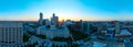 Aerial Sunrise Panorama Over Indianapolis Skyline and Courthouse Royalty Free Stock Photo