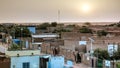 Aerial sunrise panoramic view to Agadez old city, Air, Niger