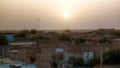 Aerial sunrise panoramic view to Agadez old city, Air, Niger