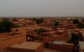 Aerial sunrise panoramic view to Agadez old city, Air, Niger