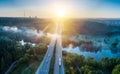 aerial sunrise road highway landscape Royalty Free Stock Photo