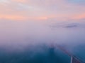 Aerial sunset aerial view of the Golden Gate bridge Royalty Free Stock Photo