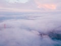 Aerial sunset aerial view of the Golden Gate bridge Royalty Free Stock Photo