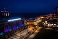 Aerial of Sunset in Asbury Park At Night