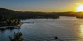 Aerial Sunset Panorama Over Lake Arrowhead Royalty Free Stock Photo