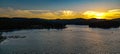 Aerial Sunset Panorama Over Lake Arrowhead Royalty Free Stock Photo
