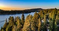 Aerial Sunset Panorama Over Lake Arrowhead