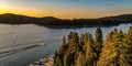 Aerial Sunset Panorama Over Lake Arrowhead Royalty Free Stock Photo