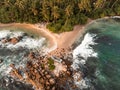 Aerial Sunset Photo of Secret Beach close to Mirissa in South Sri Lanka Royalty Free Stock Photo