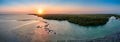 Aerial sunset of the Saddlebunch Key, in Florida