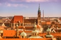 sunset scenic view of red roofs in Nuremberg city, Germany. Summer sunset in old town Royalty Free Stock Photo