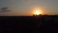 Aerial sunset timelapse above park in Kharkiv city