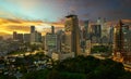 Aerial sunset view of beautiful Kuala Lumpur city skyline