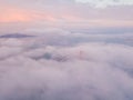 Aerial sunset aerial view of the Golden Gate bridge Royalty Free Stock Photo