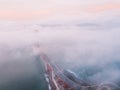 Aerial sunset aerial view of the Golden Gate bridge Royalty Free Stock Photo