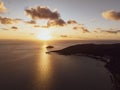 Aerial sunset view of Hayman Island, Whitsunday Islands, Queensland, Australia